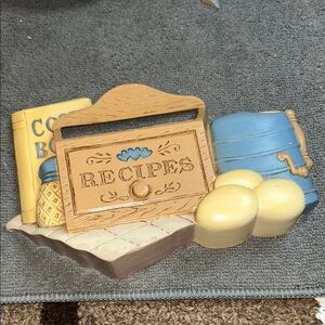 Vintage 1992 Burwood Tan and Blue Cookbook Holder for Kitchen